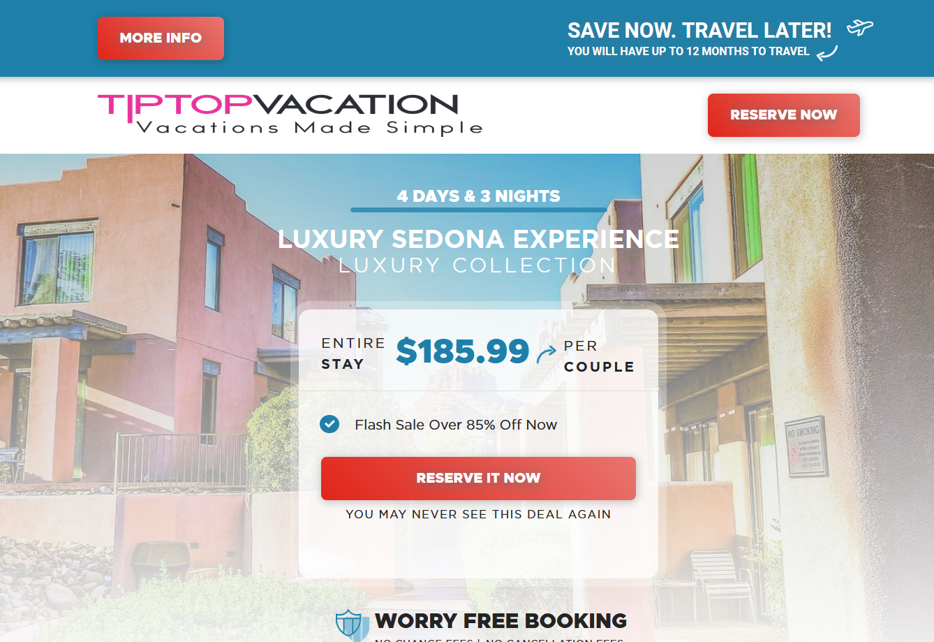 Screenshot of Tiptop Vacation e-commerce website